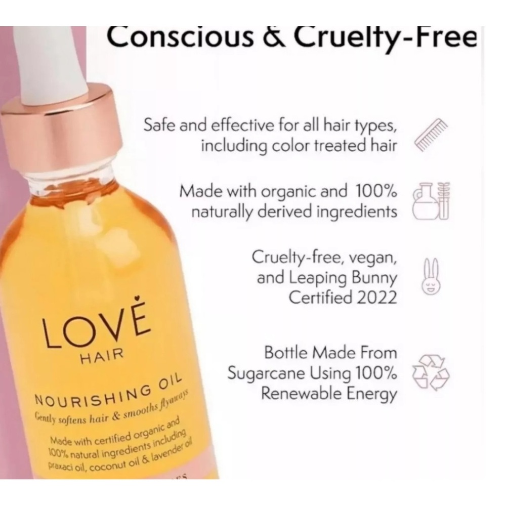 LOVE Hair Nourishing Oil 2 fl oz Organic Cruelty Free All Natural Vegan Oil - Picture 6 of 10